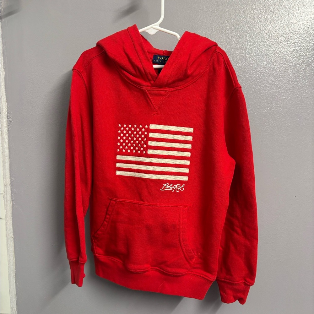 Polo by Ralph Lauren Red Hoodie with Flag Design